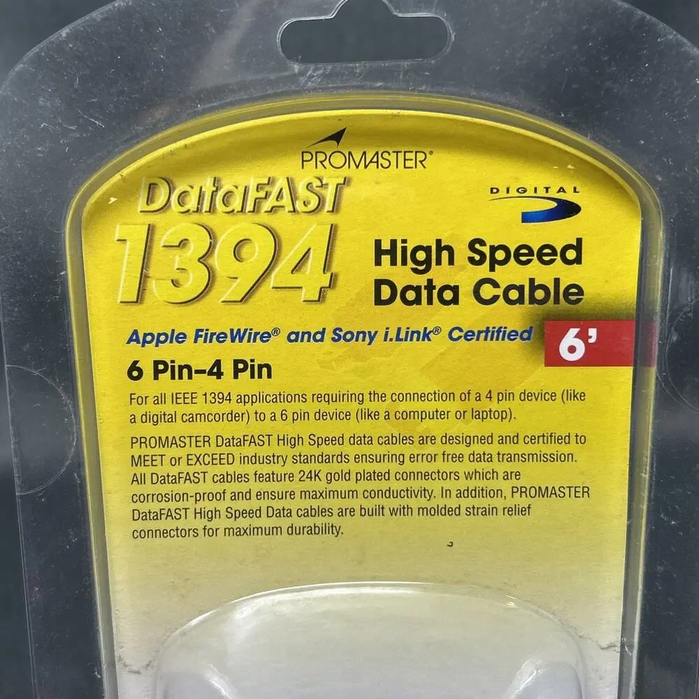 Promaster 6ft High Speed Data Cord Cable 6-Pin to 4-Pin DataFAST1394 NEW